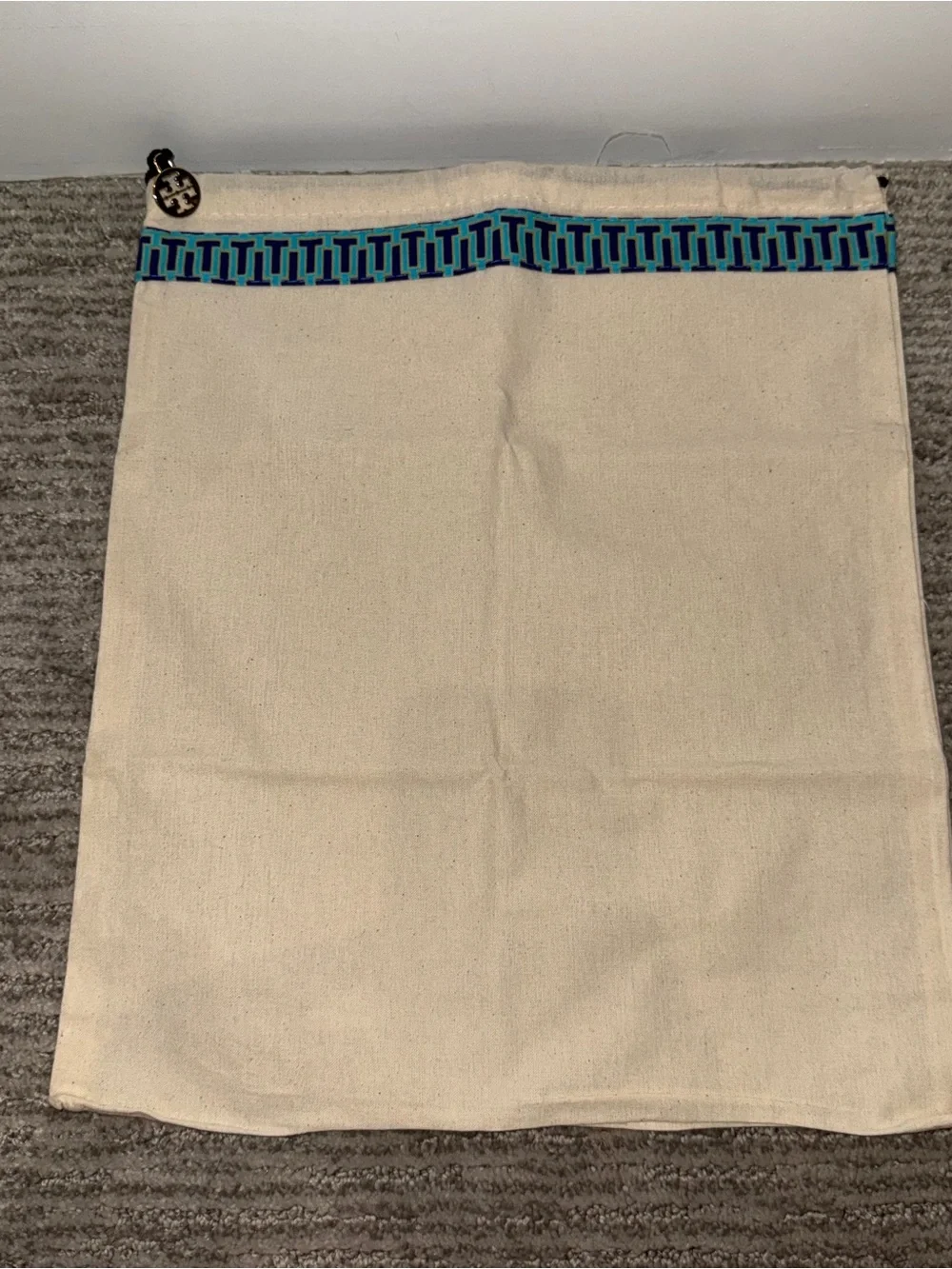 Tory Burch Cream Canvas Shoe Bag